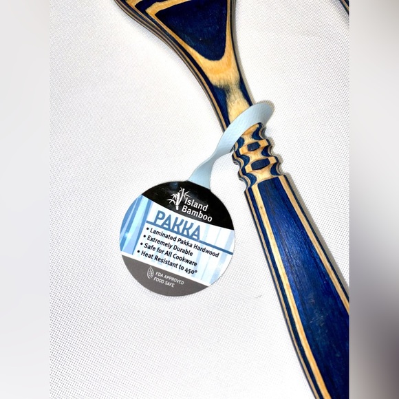 Spoon ISLAND BAMBOO Blue Pakka Spoon Blue Spatula set of 2 - Picture 2 of 5